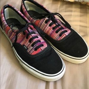 Red Patterned Black Vans